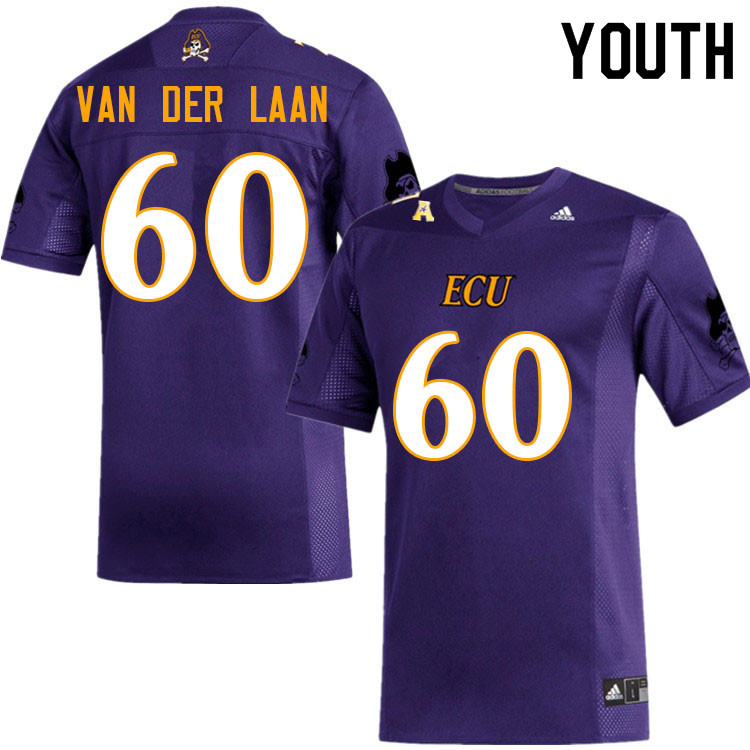 Youth #60 Robin Van Der Laan ECU Pirates College Football Jerseys Sale-Purple